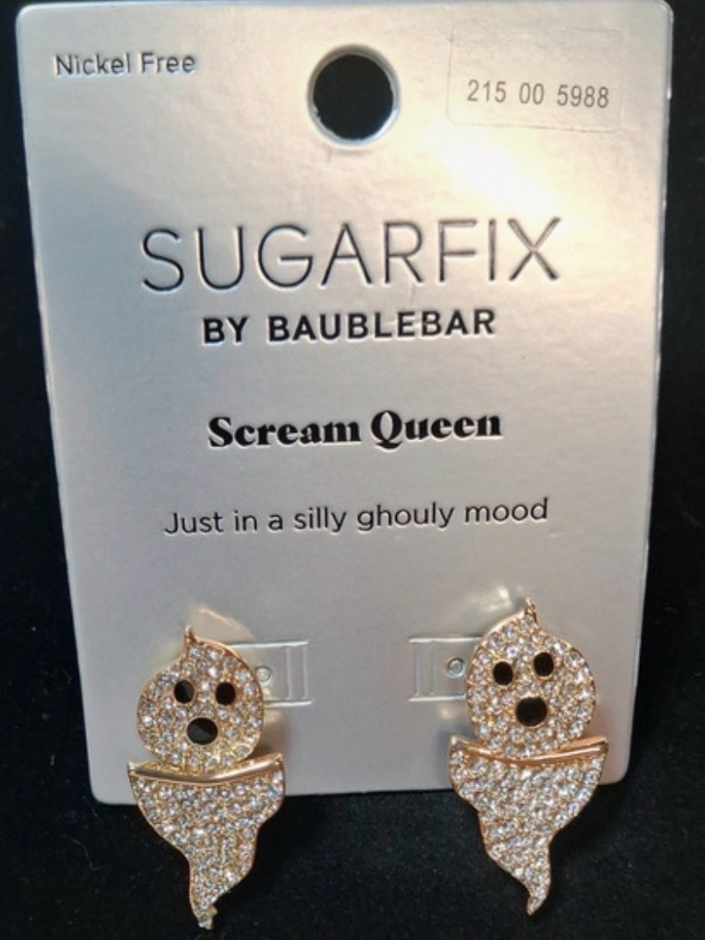 BAUBLEBAR Halloween Pavé Crystal-Studded Scary Creepy Ghost Earrings NEW NWT